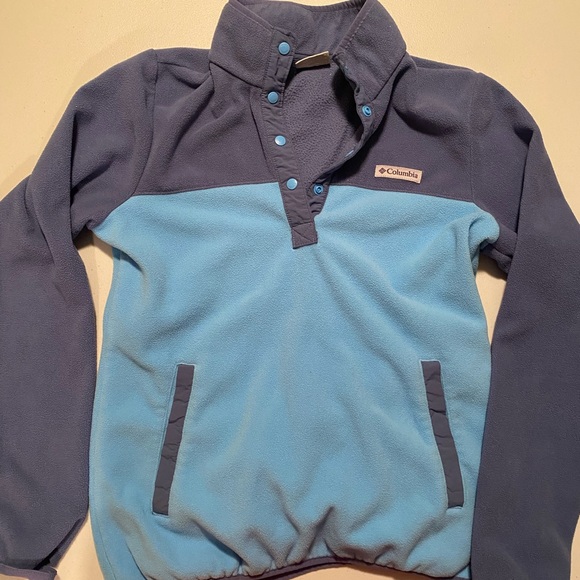 Columbia Gray Fleece Jacket with Blue Accents - Picture 1 of 3